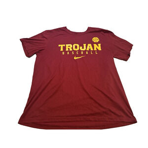 Nike USC Trojans Baseball Red/Gold Dri Fit Logo XL T-shirt NCAA Sports